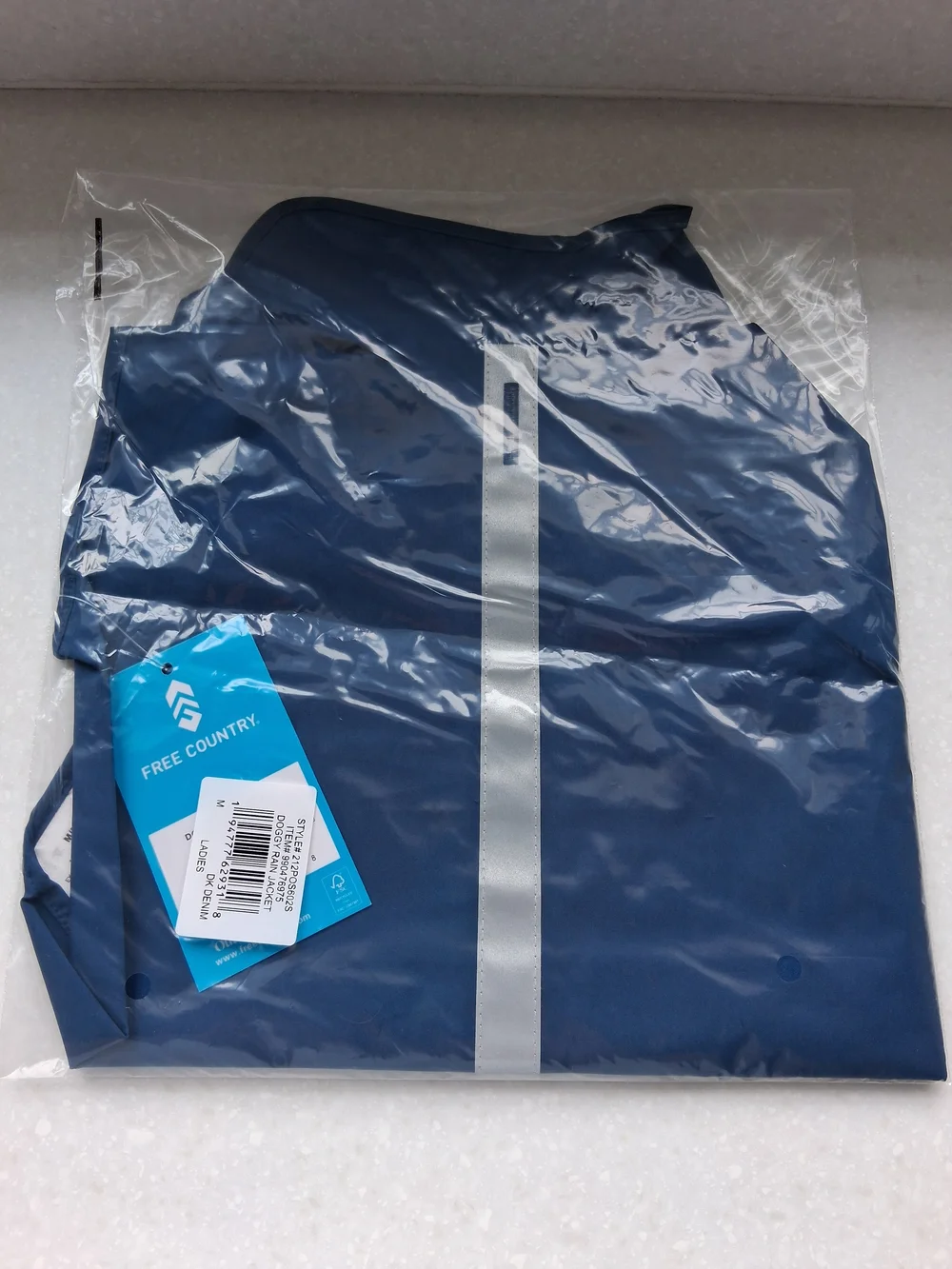 Free Country Navy Dog Rain Coat with Reflective Stripe